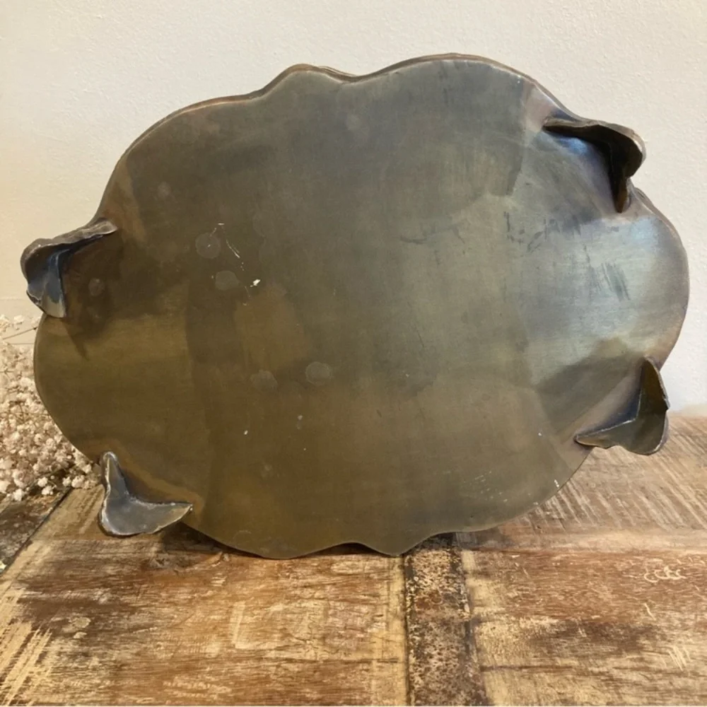 Metal Planter with Cutout Design Footed Container Cachepot
